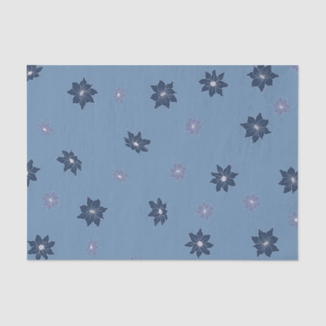 Papel De Seda Flores azules y moradas (Anverso)