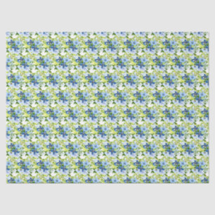 Papel De Seda Flores azules y navy con follaje