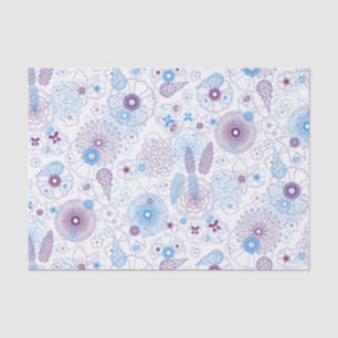 Papel De Seda Flores azules y púrpura Patrón de esquema elegante