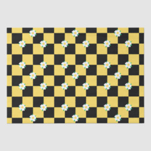 Papel De Seda Flores blancas amarillas negras