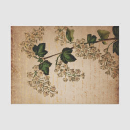 Papel De Seda Flores blancas antiguas botánicas