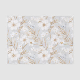 Papel De Seda Flores blancas crema mariposas azules Despedida de