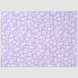 Papel De Seda Flores blancas de flor de primavera sobre púrpura