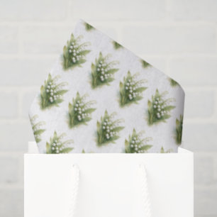 Papel De Seda Flores blancas de lirio de los valles en acuarela