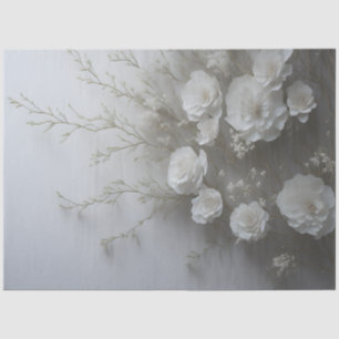 Papel De Seda Flores Blancas Elegantes Decoupage 