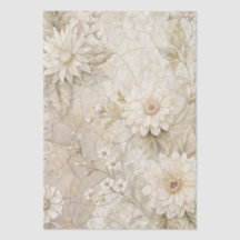 Flores blancas elegantes efecto craquelado decoupa