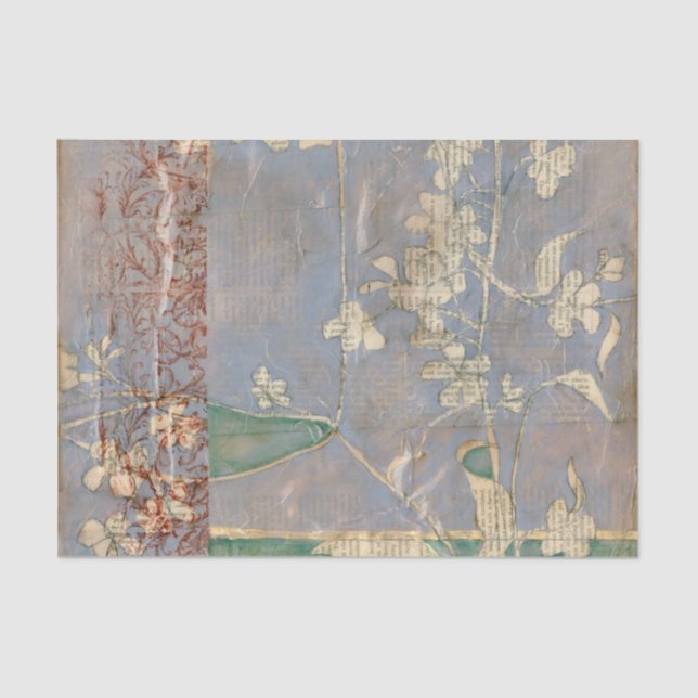 Papel De Seda Flores blancas en el fondo de la prensa (Anverso)