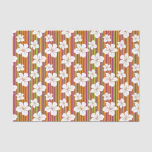 Papel De Seda Flores blancas en un fondo rayado