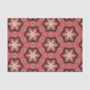 Papel De Seda Flores Blancas Geométricas Kaleidoscópicas En Rojo