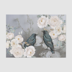 Papel De Seda Flores Blancas Góticas Inspiradas en Vintage Pájar