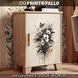 Papel De Seda Flores blancas que caen en tinta