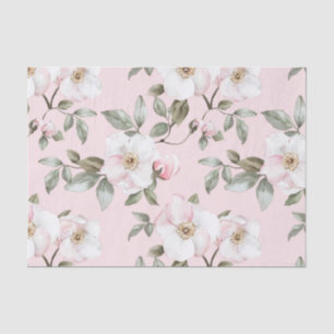 Papel De Seda Flores Blancas Rosadas Hermosas Baño Nupcial