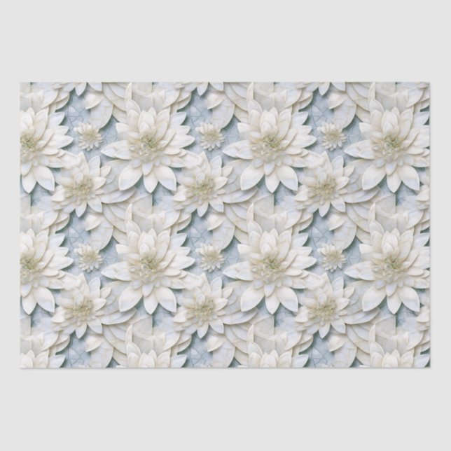 Papel De Seda Flores Blue White Lotus (Anverso)