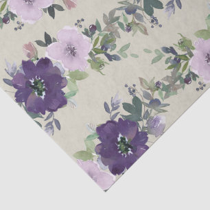 Papel De Seda Flores bonitas de acuarela morada