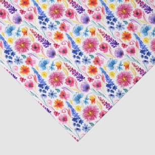 Papel De Seda Flores brillantes de estilo acuarela abstracta