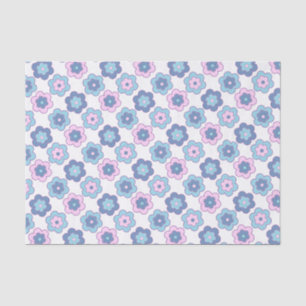 Papel De Seda Flores Burbuja Retro (rosa y azul) Patrón