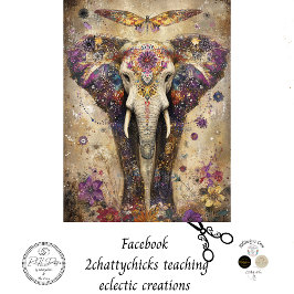 Papel De Seda Flores coloridas de elefante vibrante de descompos