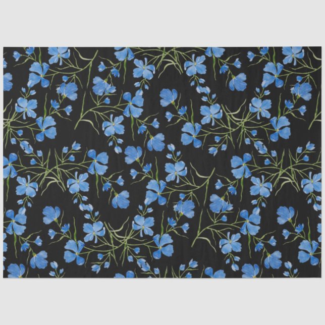 Papel De Seda Flores Cosmos Azules (Anverso)