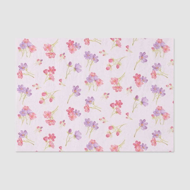 Papel De Seda Flores Cosmos color púrpura rosa (Anverso)