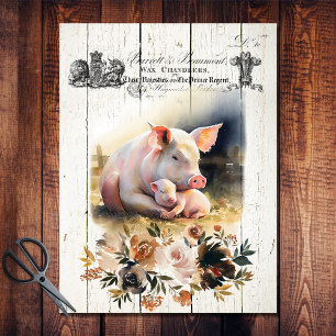 Papel De Seda Flores Country Franceses Cerdos Hampshire