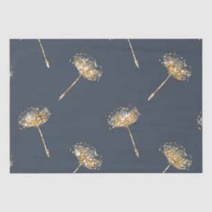 Papel De Seda Flores Dandelion Purpurina de la Marina Blue Gold 