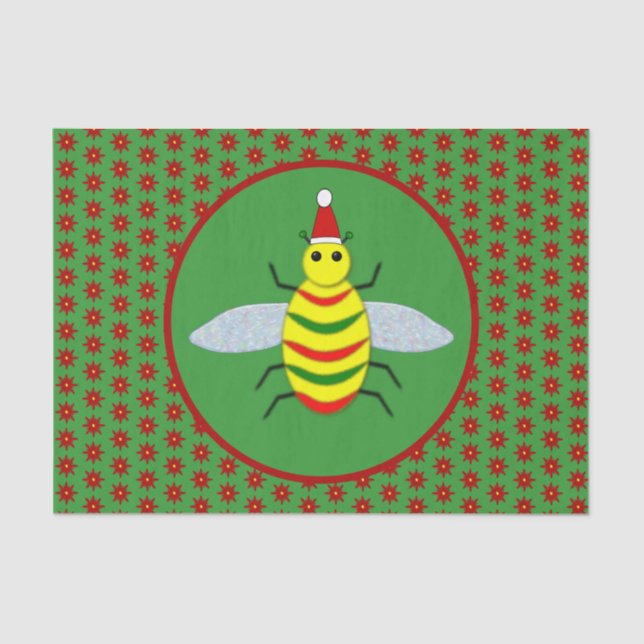 Papel De Seda Flores de abeja y de poinsettia para Navidades peq (Anverso)