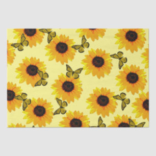 Papel De Seda Flores De Aceite Pintadas Y Mariposas,