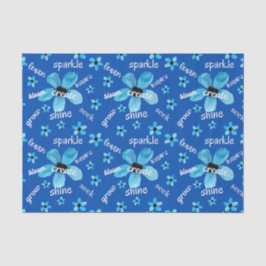 Papel De Seda Flores de Acuarela Azul con Afirmaciones