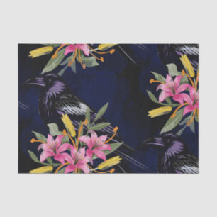 Papel De Seda Flores de Acuarela Botánica Floral Cuervo