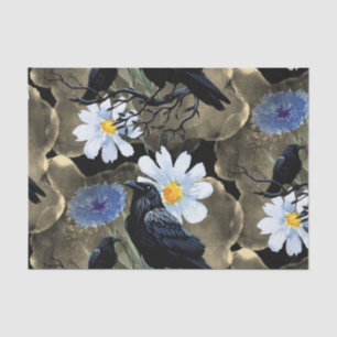 Papel De Seda Flores de Acuarela Botánica Floral Cuervo