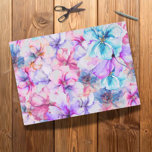 Papel De Seda Flores de Acuarela Floral Brillante Decoupage