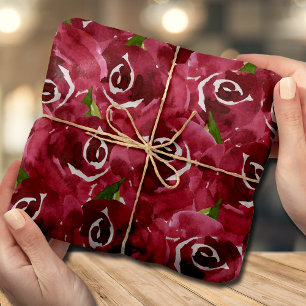 Papel De Seda Flores de Acuarela Púrpura Clarete