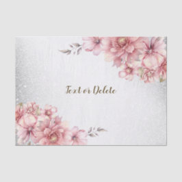 Papel De Seda Flores de acuarela rosadas con brillo moderno