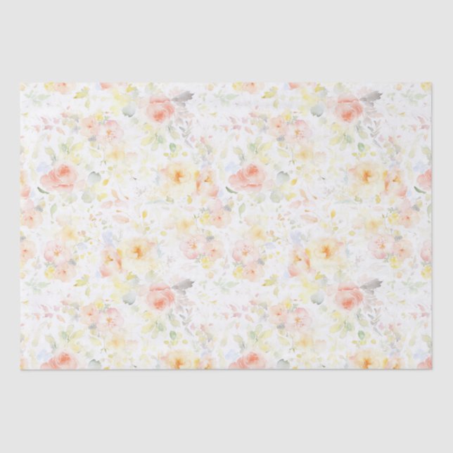 Papel De Seda Flores de acuarela suave elegante romántico (Anverso)
