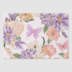 Papel De Seda Flores de acuarela y mariposas decoupage