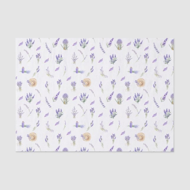 Papel De Seda Flores de agua Pastel Lavender (Anverso)