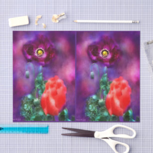 Papel De Seda Flores de amapola Descomposición Floral de Coral P