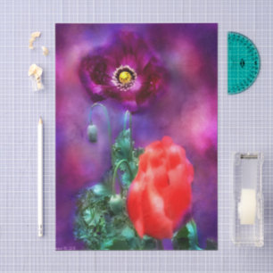 Papel De Seda Flores de amapola Descomposición Floral de Coral P
