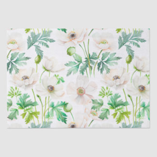 Papel De Seda Flores de anémona blanca en crema