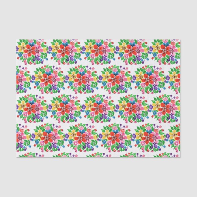Papel De Seda Flores de arcoiris acuáticas (Anverso)