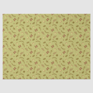 Papel De Seda Flores de arte popular en verde