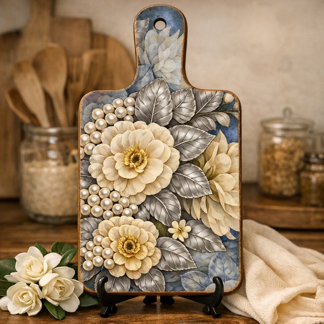 Papel De Seda Flores de Boda Elegantes Románticas de Plata y Bla (Subido por el creador)