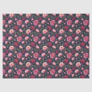 Papel De Seda Flores de Borgoña y Rosa