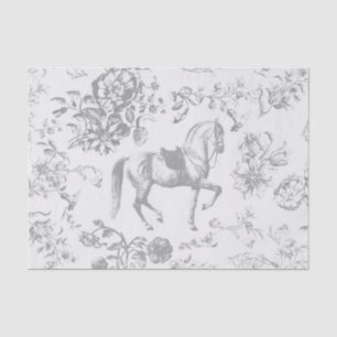Papel De Seda Flores de caballo grises elegantes vintage