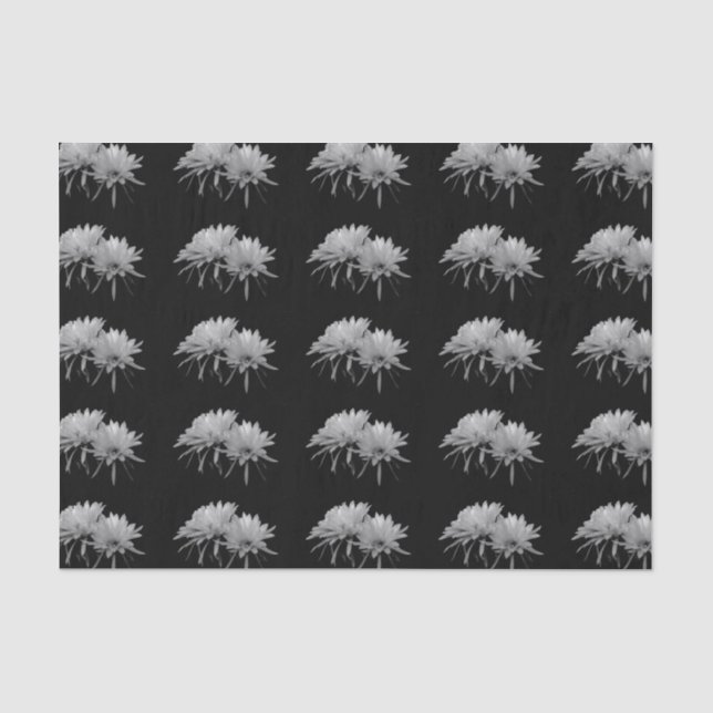 Papel De Seda Flores de cactus en blanco y negro (Anverso)