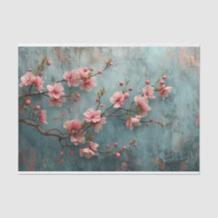 Papel De Seda Flores de cerezo con fondo rústico