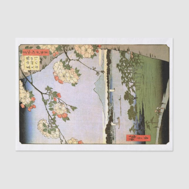 Papel De Seda Flores de cerezo de Edo, Hiroshige (Anverso)