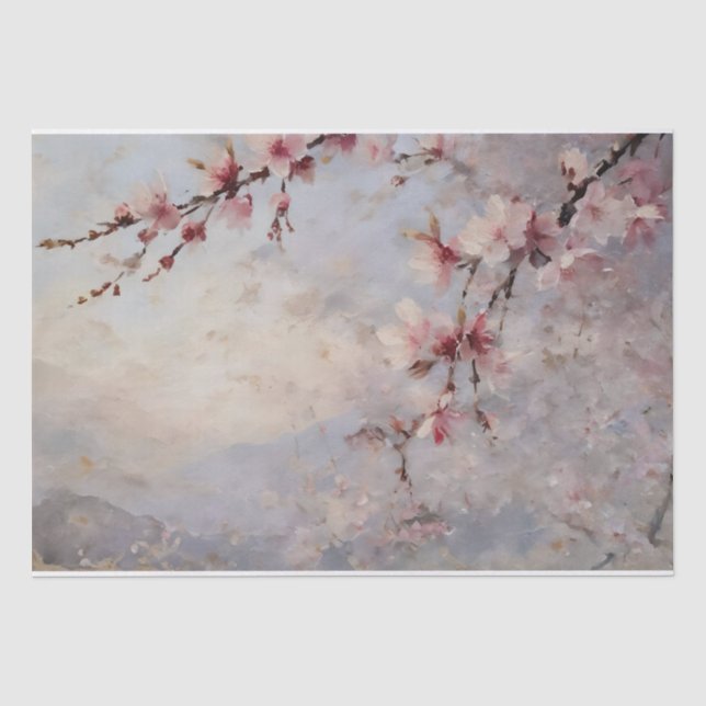 Papel De Seda Flores de Cerezo Decoupage Acuarela (Anverso)