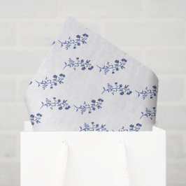Papel De Seda Flores de Chinoiserie azul y blanca de color agua