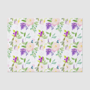 Papel De Seda Flores de color de agua delgadas   Peonies y Wiste